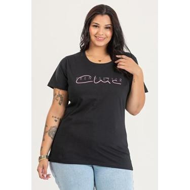 Imagem de T-shirt Feminina Plus Size em Malha Algodão c/ Estampa "TREND SETTER C