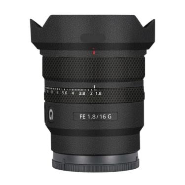 Imagem de Adesivo de lente de câmera antiarranhões para Sony FE 16 mm F1.8 G Capa protetora de película protetora 16 F 1,8 (couro preto)