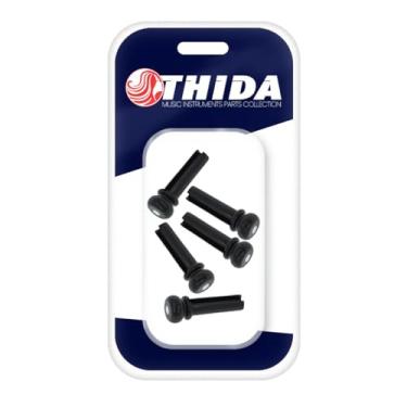 Imagem de Kit Com Pinos Trava Cordas Em Abs Preto Para Baixolão de 5 Cordas