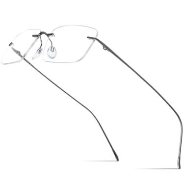 Imagem de VFDHN Armação de óculos de titânio para homens, sem aro, óculos de grau femininos, sem armação, ultraleve (85870 GunC1)