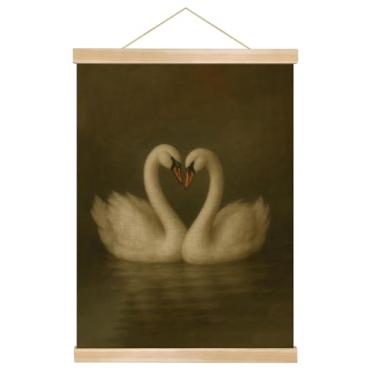 Imagem de You found a duck Cabide magnético de madeira para pôster com estampa de pássaro turquesa, 35,5 x 45,7 cm, fundo preto (YS05H)