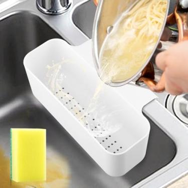 Imagem de Cesta de filtro de ralo de pia de cozinha, cesta multifuncional para coletor de alimentos Sin-k com esponja de limpeza, filtro de resíduos pendurado para lavar frutas, prateleira de secagem sobre a