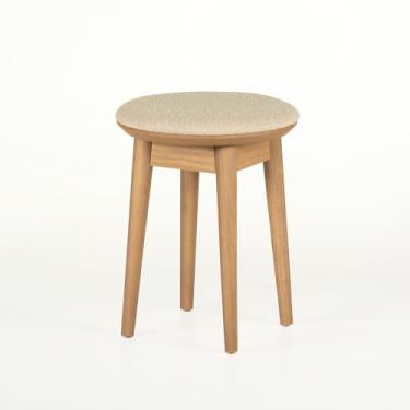 Imagem de Banqueta Liva Redonda 39 cm x 49 cm Boucle Bege