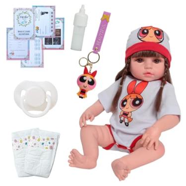 Imagem de Boneca Reborn Bebê Realista Olhos Castanhos Com Kit Itens