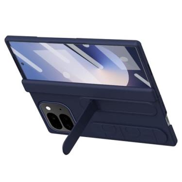 Imagem de LTLMYDAM Capa fina para Google Pixel 10 Pro Fold, elegante alça de pulso elástica com mini suporte, dobradiça de proteção contra quedas, capa de policarbonato, azul, 10 Pro Fold