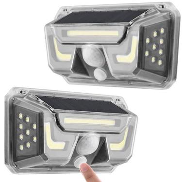 Imagem de Luminaria Solar Parede Arandela Kit 2 Uni Spot Sensor Movimento Ilumin