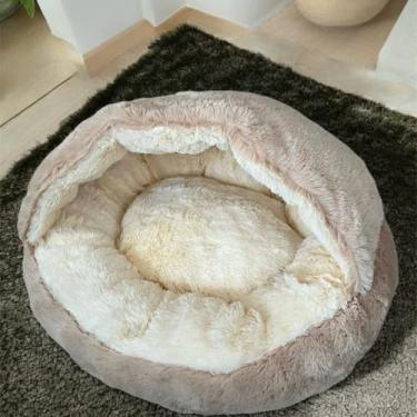 Imagem de CAMINHA PET NUVEM COBERTA G FECHADA CAMA CASINHA TOCA FORMATO DONUT ROSQUINHA REDONDA NINHO CASA CABANA PELUCIA FUNDO ANTIDERRAPANTE PET CACHORROS GATOS 60CM (CARAMELO)