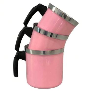 Imagem de CANECAO LEITEIRA FERVEDOR ROSA LUXO ALUMINIO REFORÇADO (Preto, Conjunto 14/16)