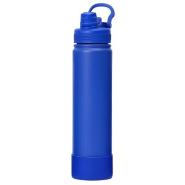 Imagem de Garrafa Térmica de Água 800ml com Alça Garrafinha 2 em 1 com Canudo e Saída Livre em Inox e Sistema Térmico a Vácuo (Azul Escuro)