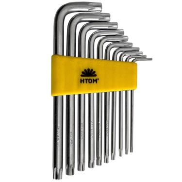 Imagem de Kit 10 Chaves Torx L Furo Longa T9 A T50 Aço Cromo Vanádio