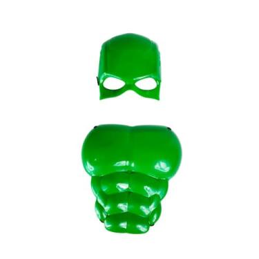 Imagem de Fantasia Infantil Super Heroi Kit Máscara e Peitoral Musculo (Verde)