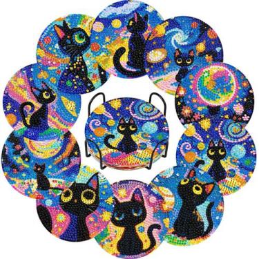 Imagem de Kit de montanhas-russas Diamond Art DOZEEZOP Cat com suporte, 10 unida