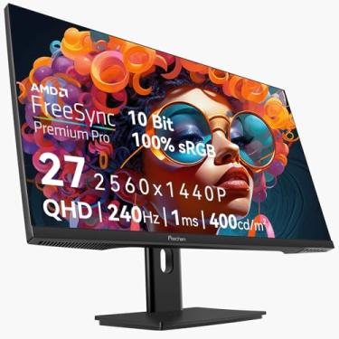 Imagem de Monitor de jogos de 27 polegadas 2K 240Hz QHD 2560x1440P, 1ms, 400cd/m², tela de PC 100% sRGB, compatível com AMD FreeSync Premium Pro, 2X DispalyPort 1.4 e HDMI 2.0, alto-falantes embutidos duplos