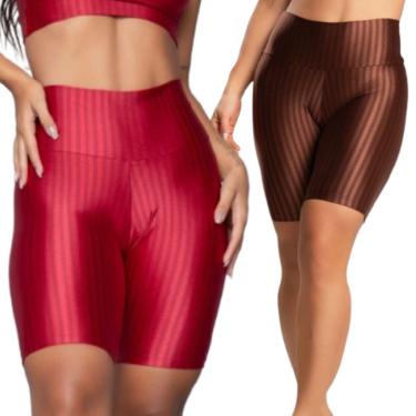 Imagem de Bermuda Fitness New Zig 3D Serra e Mar Kit Com Duas Cores Poliamida Cós Alto Academia Treino-Feminino