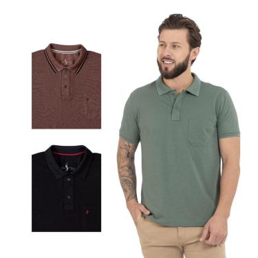 Imagem de Kit 3 Camisa Polo Masculina Pique Premium com Bolso Casual-Masculino
