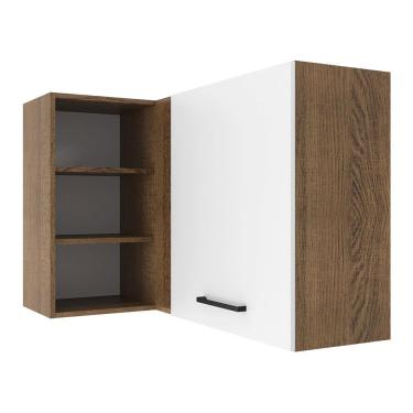 Imagem de Armário Aéreo de Canto Madesa Agata 1 Porta para linha de 60 cm de profundidade – Rustic/Branco