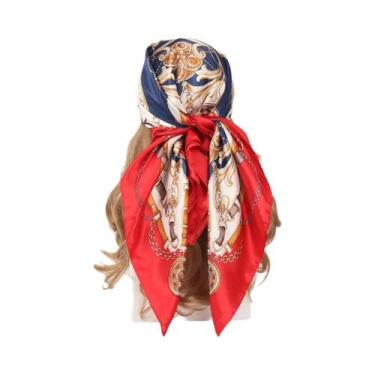 Imagem de Lenço De Seda Feminino 90x90cm, Quatro Estações, Hijab, Bandana, Envol