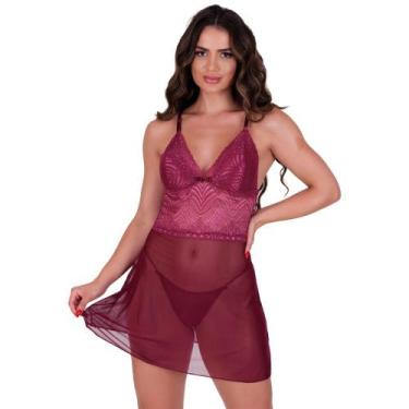 Imagem de Camisola sem Bojo Tule Transparente e Calcinha Joana - NAKA MODAS, GG,