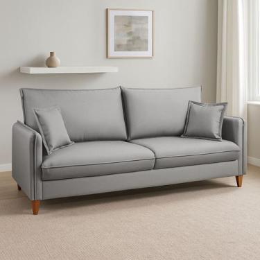 Imagem de Sofá Living Riviera Tecido Linho Cinza Claro 2,00M - MÓVEIS HÓRUS