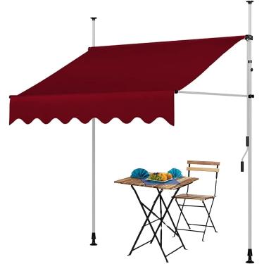 Imagem de Toldo Retrátil, Toldos Para Pátio à Prova D'água, Toldo De Braçadeira De Varanda, Dossel Ao Ar Livre, Resistente A Uv, Toldo Da Porta Da Frente, B/Red, W-2.5M