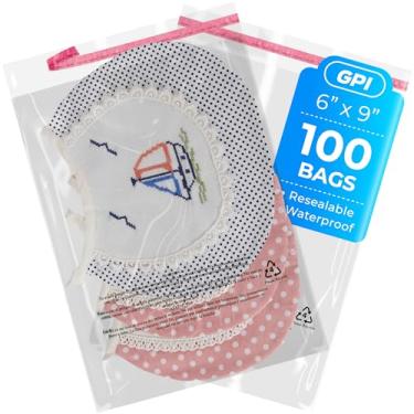 Imagem de 100 sacos de poliéster autoseláveis de 15 x 23 cm com aviso de asfixia, sacos plásticos transparentes de 1,5 mm com fita adesiva resselável para envio e embalagem de roupas. GPI