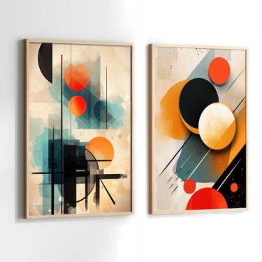 Imagem de Conjunto Quadros Decorativos com Moldura Abstrato Moderno Geometrico C