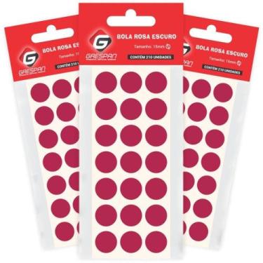 Imagem de Etiqueta Redonda Rosa Escura 15MM com 210 Etiquetas Cartela - Grespan