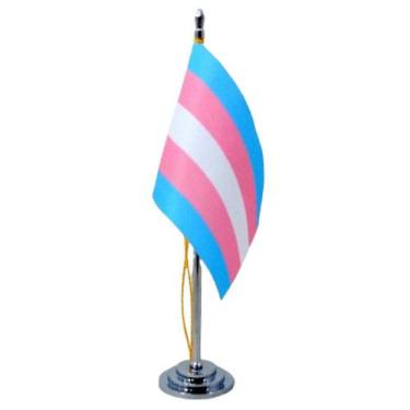 Imagem de Mini Bandeira De Mesa Transgênero Poliéster 15 Cm (mastro) - SP Bandei