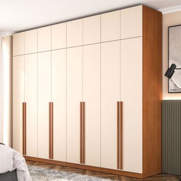 Imagem de Guarda-Roupa Casal Luna 16 Portas 4 Gavetas Creme/Freijó - Politorno