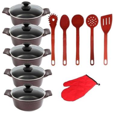 Imagem de Jogo Panela Cereja Cerâmica Talher Vermelho Javali Aal 16a24