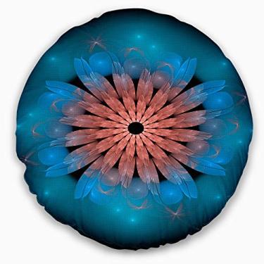 Imagem de Design floral flor turquesa fractal florescendo sala de estar redonda, sofá, almofada de alta qualidade + capa de almofada impressa em ambos os lados 50 cm