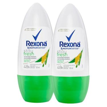Imagem de Kit 2 Desodorante Antitranspirante Rexona Feminino Roll On Bamboo e Al