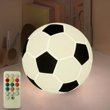 Imagem de ZeHaiYlf Luz noturna de silicone de futebol, lâmpada pequena recarregável regulável com toque suave, luminária de mesa de cabeceira macia, presente de decoração de quarto fofo para crianças