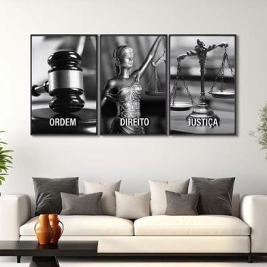 Imagem de Quadro Decorativo Temático Direito Deusa da Justiça com 3 Telas 60x90c