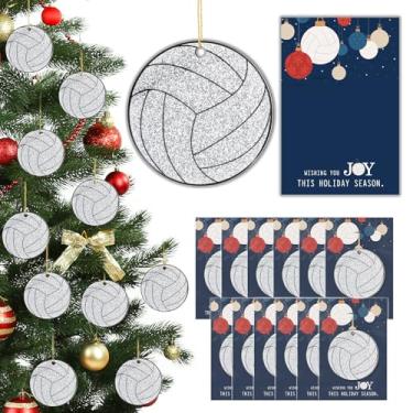 Imagem de Roowest Conjunto de 24 enfeites de voleibol, presentes de voleibol, presentes a granel para árvore de Natal, enfeite de jogador de acrílico com glitter, decoração de pendurar para meninas, treinadoras