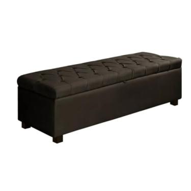 Imagem de Puff Baú Casal 1,20m Veludo Sapateira - Bau Organizador para Quarto com Banco - Móveis para Quarto Baú Organizador(marrom)