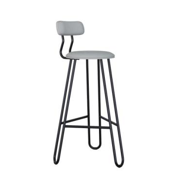 Imagem de Conjunto 4 Banquetas Altas Revestimento Sintético Est.Preta - Metalig