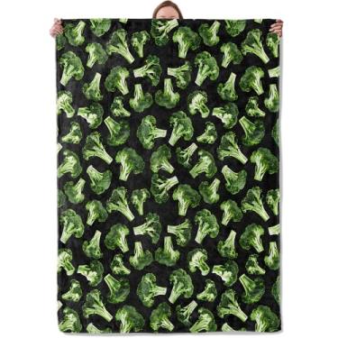 Imagem de Manta de brócolis engraçada, presentes para mulheres, meninas, crianças, macia, quente, leve, flanela, verde, vegetais, alimentos, cobertores para quarto, sala de estar, sofá, decoração de casa, 127 x