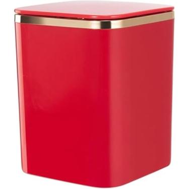 Imagem de Composteira De Lixo Lixo De Mesa C Quadrado Com Tampa Grande Capacidade De Lixo C Para Mesa De Estudo Mesa De Cabeceira Mesa De Café Piso De Lixo C, Red