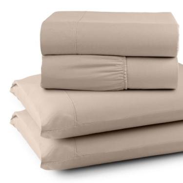 Imagem de Jogo de Lençol King 4 Peças Percal 300 Fios Life - Linda Casa, Bege