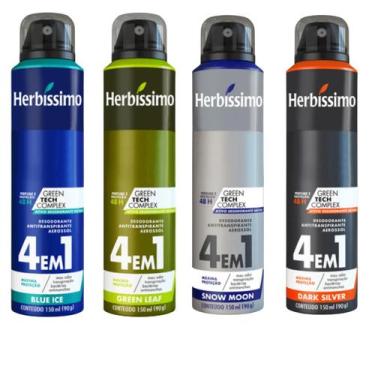 Imagem de Kit Desodorante Herbíssimo Blue Ice, Green Leaf, Snow Moon E Dark Silv