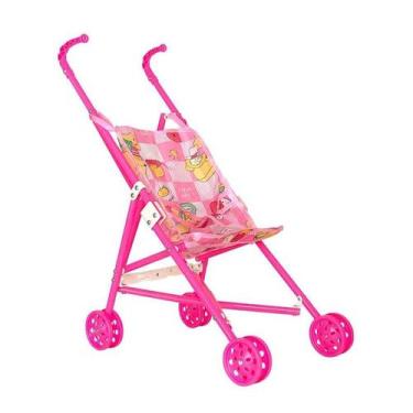 Imagem de Carrinho de Bebê Rosa de Brinquedo para Carregar Boneca - Fullcommerce