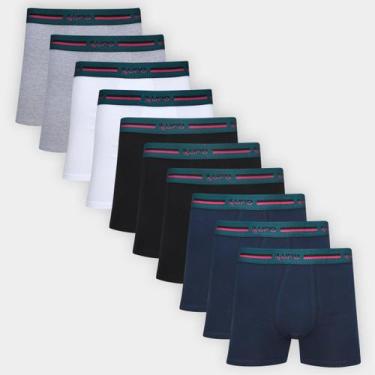 Imagem de Kit Cueca Boxer Lupo Masculina - 10 Peças, Branco, Marinho, P
