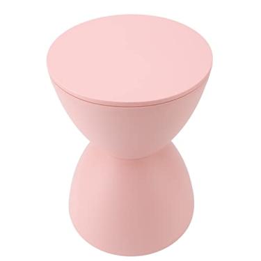 Imagem de Xixian Disas Em Forma de Ampulheta de Plástico Premium, Mesa Lateral Redonda da Moda, Estilo Nórdico Versátil, Prova de Arranhões, Resistente, Resistente para Banheiro, Sala de Encaixe, (Rosa)