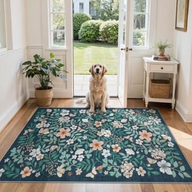 Imagem de Lahome Tapetes laváveis da Marinha, 7,5 x 12,5 cm, pequenos tapetes macios para entrada, antiderrapante, com pelo baixo, leve para quarto, cozinha, sala de estar, decoração de espaços domésticos