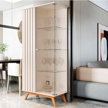 Imagem de Cristaleira Ripada com Vidro 2 Portas Açaí JB Móveis