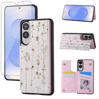 Imagem de Asuwish Capa de celular para Samsung Galaxy S25 Edge 5G carteira de celular com protetor de tela de vidro temperado porta-cartão de flores suporte S25Edge 25S S 25 25Edge 6.66 2025 mulheres meninas