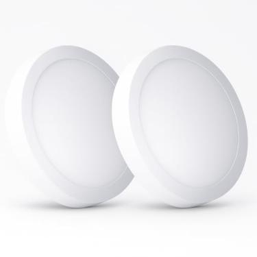 Imagem de Plafon LED sobrepor redondo 18W branco frio 6500K bivolt com design slim moderno para teto interno (2)