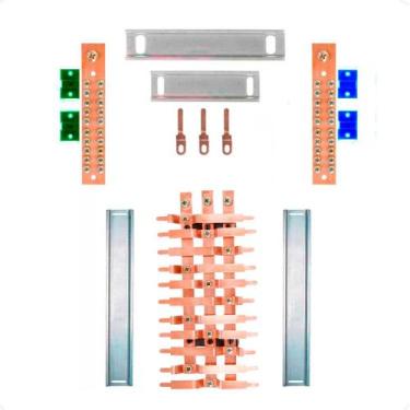 Imagem de Kit Barramento Trifásico 80A para 22 Circuitos com Placa de Policarbon