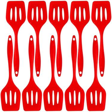 Imagem de Espatula De Silicone Vazada Vermelha Grande Kit 10 Un